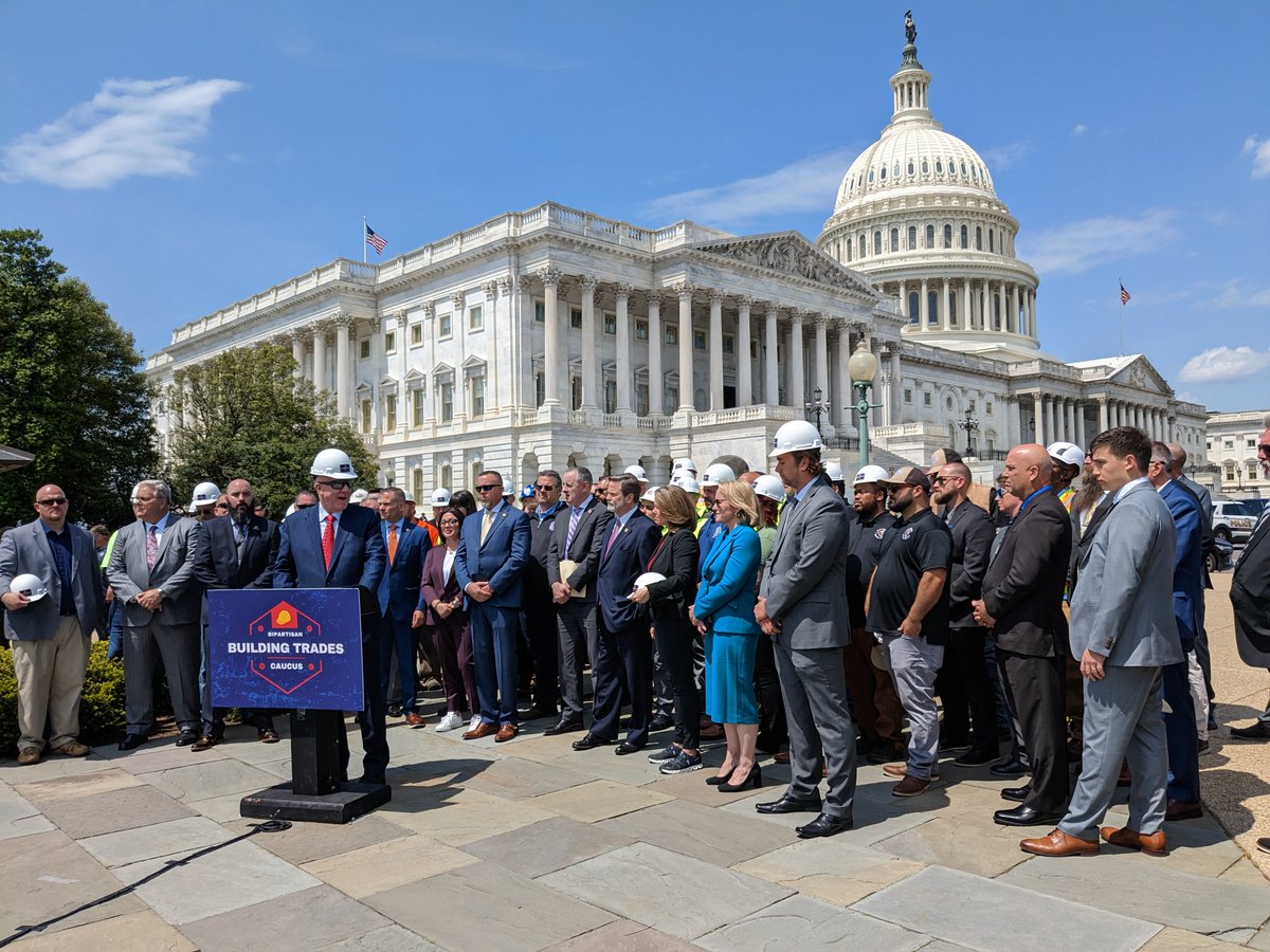 Teamsters's tweet photo. This week, #Teamsters were honored to join lawmakers in DC for the launch of the Bipartisan Building Trades Caucus, led by @RepBrianFitz &amp; @DonaldNorcross.

The caucus will work to expand apprenticeship &amp; job training programs while protecting workers in the building trades. #1u https://t.co/rVhL1y8blu