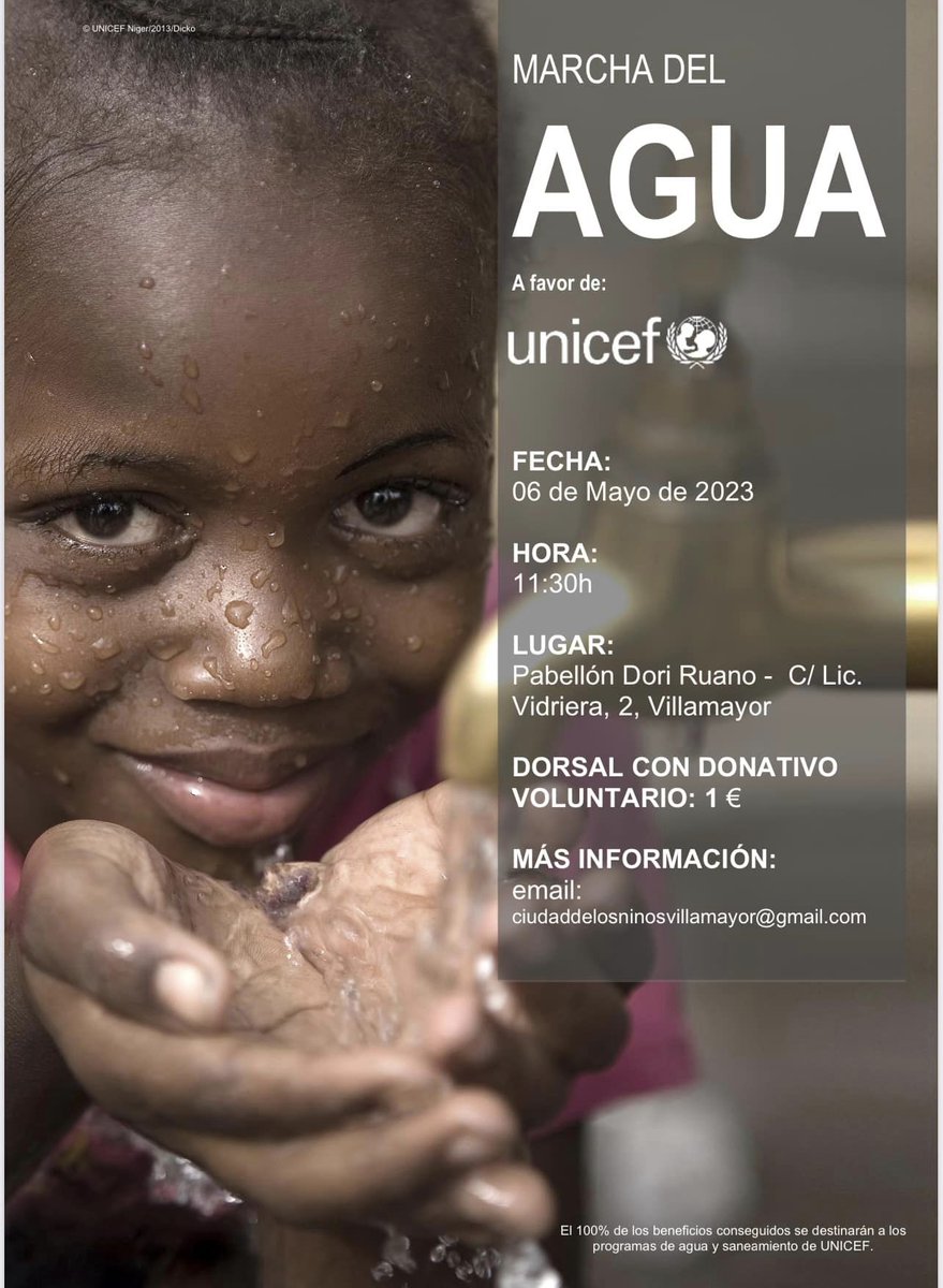 planbeduso's tweet photo. No te pierdas el próximo sábado 6 de mayo la Marcha del Agua que se realizará en Villamayor a favor del programa "Gota a Gota" de @UNICEFenEspanol.

Si quieres colaborar reservando tu dorsal para la marcha, escribe un correo a ciudaddelosninosvillamayor@gmail.com

¡Ahí nos vemos! https://t.co/c5xgvvb77F
