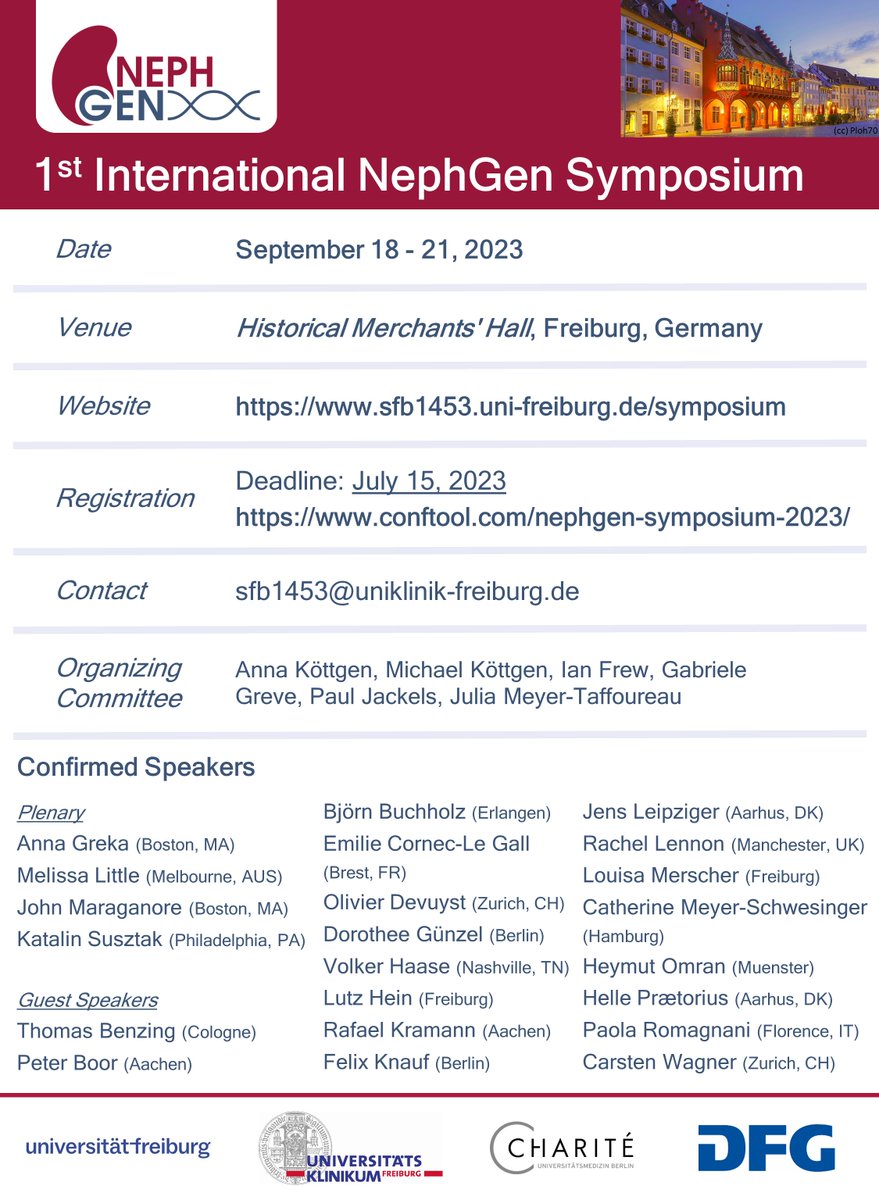 The registration for our International <a href="/SFB1453_NephGen/">SFB1453</a> Symposium is now open! Join us for 4 days of exciting kidney science, brilliant speakers and a fun social program here in the Black Forest! sfb1453.uni-freiburg.de/symposium #NephGenSymposium #NephGenSymposium2023 #NephTwitter