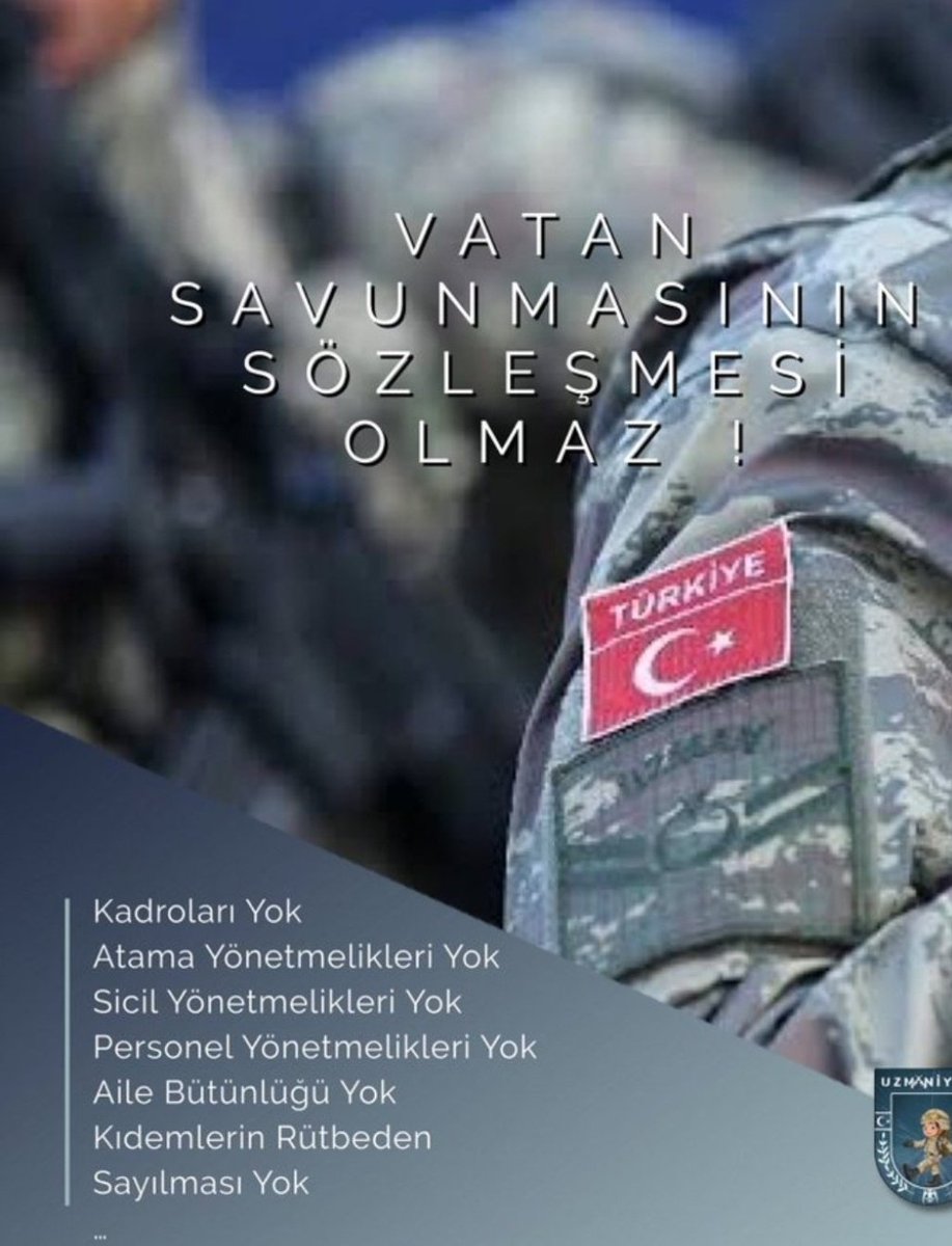 uzm9752's tweet photo. #uzmançavuşlartorbayasaya
Vatan savunmasının sözleşmesi olmaz
Notere söz vatana can verdik
Uzman Çavuşlar müjde bekliyor @RTErdogan @Akparti @MKazimAlpay @ErbakanFatih @osmanIiocakIari @dijital https://t.co/7uYwczXZ42