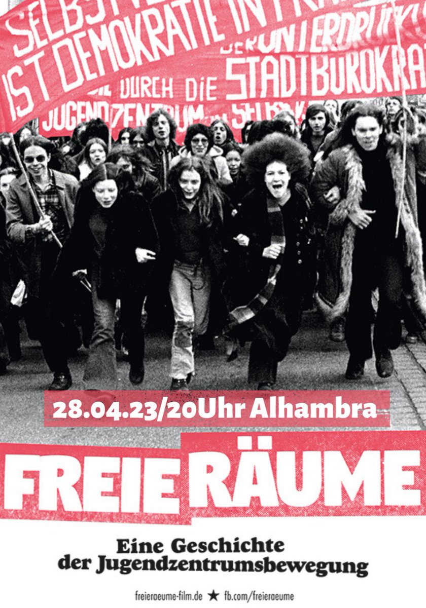 alhambra_ol's tweet photo. Filmvorführung „Freie Räume – Eine Geschichte der Jugendzentrumsbewegung“

#Alhambra #Oldenburg https://t.co/ticN5cWAQh