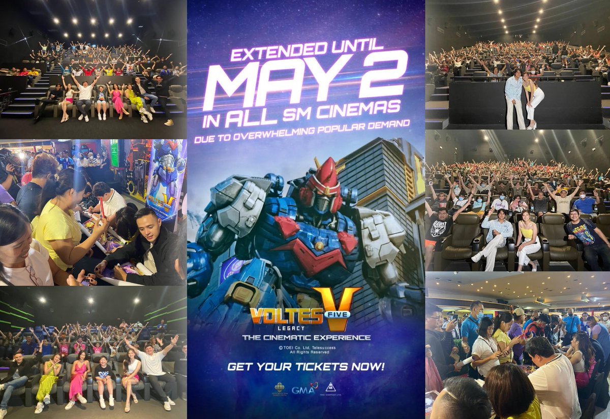 'EXTENDED IN ALL SM CINEMAS'

You can now watch "Voltes V: Legacy: The Cinematic Experience" in all SM Cinemas starting on Friday, April 28! 

#VoltesVLegacy
#V5LegacyTheCinematicExperience