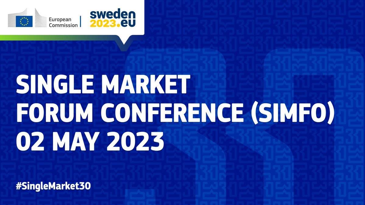 EU_Growth's tweet photo. 🚨Our Single Market Forum with @sweden2023eu begins tomorrow! #SIMFO
Join us as we mark the 30th anniversary🎂 of the #SingleMarket. The full-day programme includes high-level discussions and thematic workshops on the future of the Single Market.
More👉 https://t.co/pWu6SM9ab8 https://t.co/Lr17kQCqHZ