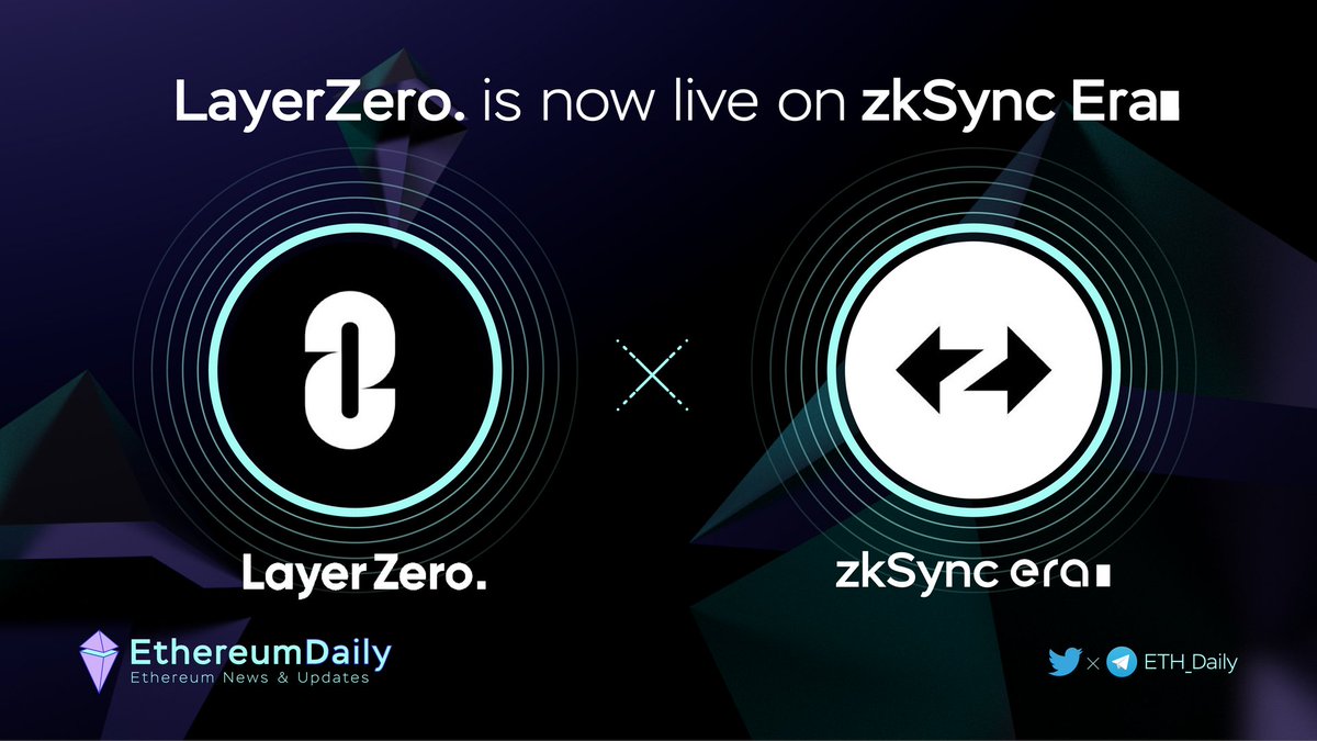 🔥New Era is coming!

Finally, <a href="/LayerZero_Labs/">LayerZero Labs</a> is now live on <a href="/zksync/">ZKsync</a> Era Mainnet 👀

$ZRO + $ZKS = 🪂
Kill two birds with one stone, you can also get an #Airdrop