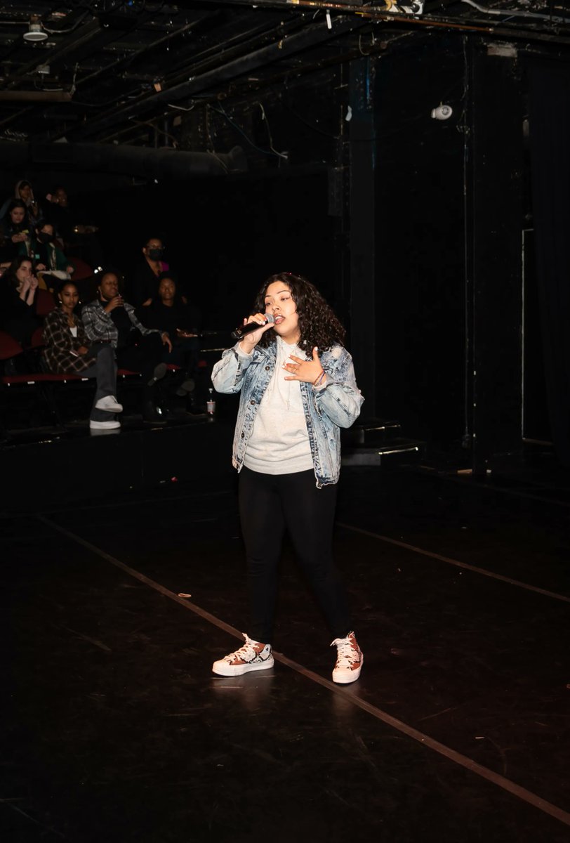 ZUMIXInc's tweet photo. #tbt to the @boscenterarts #HellaBlack mixtape vol. 5 show, featuring our own @yoKBchill, ZUMIX alumna Jessica &amp; current participant Luz! https://t.co/IZHKTiJozF