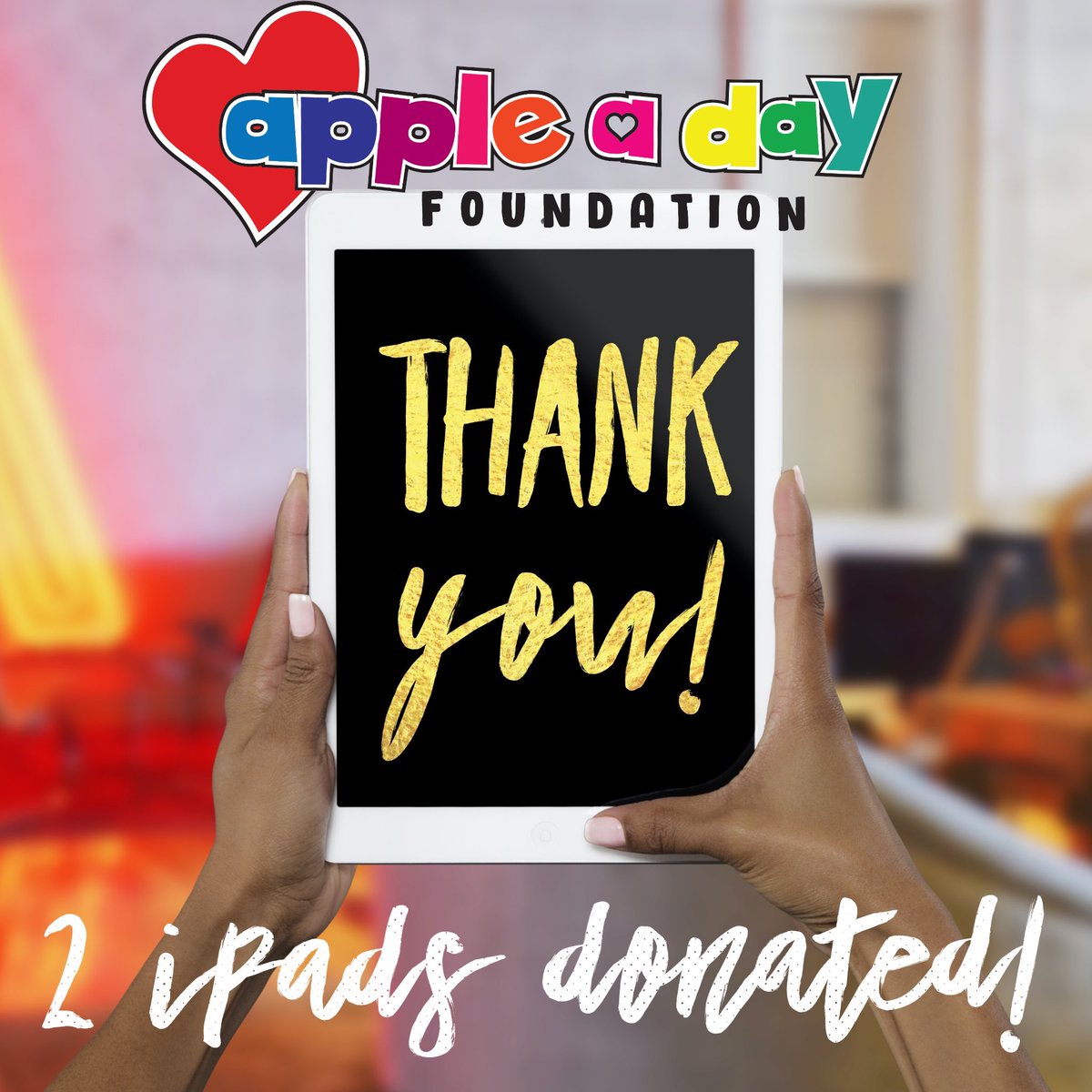 AppleADay4Kids's tweet photo. Big thanks heading out to @BrittSoMuch_  and her crew of family &amp; friends for raising over $1,000 so far which will fund 2 iPads for kids fighting cancer! 🍎♥️💪 https://t.co/zpgzMiA8TB