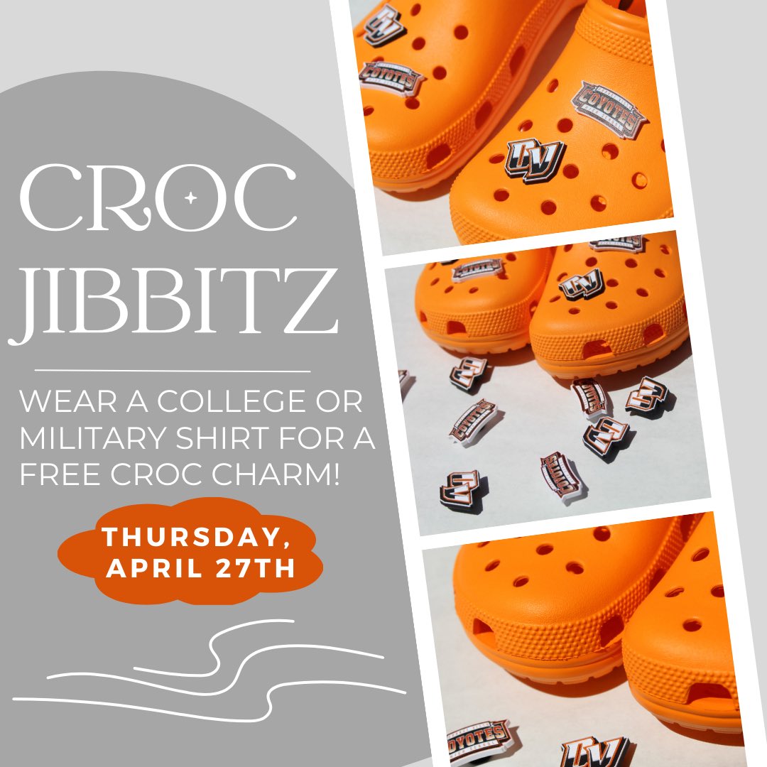OrangeVistaASB's tweet photo. TODAY ONLY!!! Participate in the Spirit Day and receive a FREE OV Exclusive Croc Charm, a table will be outside the ASB room at both lunches.       
Next Week: Croc Charms will go on sale for $3 or you can redeem 30 5-Star Points next week. https://t.co/IPDxluQdEX