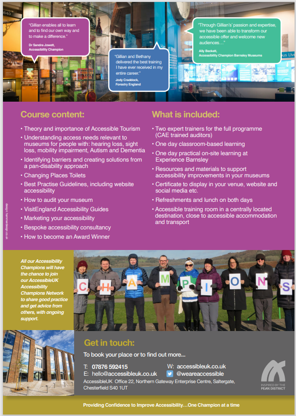 The Heritage Access survey, 2022 results have shown that only 21% have received disability awareness training… we want to help change this and work towards making museums/ heritage sites more accessible for all to enjoy!  Join us on the 23rd-24th May. Get in touch! 💜