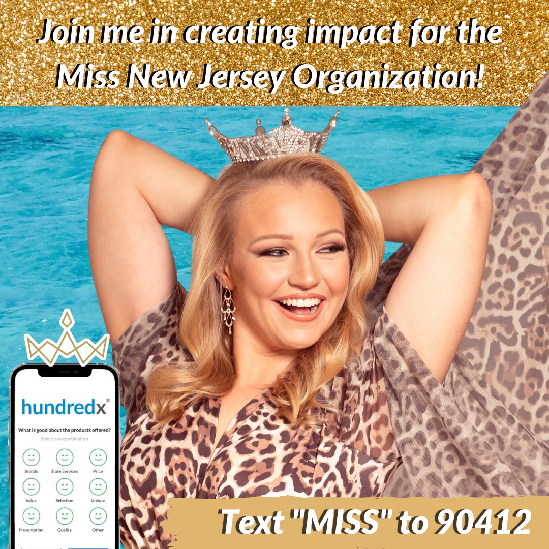 AmyPhillipsMAO's tweet photo. @MissAmerica partnered with HundredX to generate even more scholarship dollars for our contestants! Join the fun by texting “Miss” to 90412. https://t.co/yWLnTJGESk