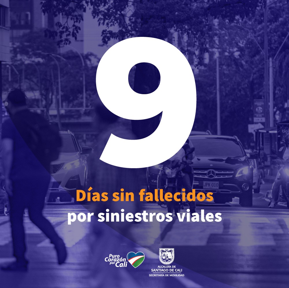 MovilidadCali's tweet photo. En total los caleños y caleñas completamos hoy 9️⃣ días consecutivos sin vidas perdidas por siniestros viales.

Aprender a comportarnos en las vías es fundamental para protegernos.🫶

#TeQueremosCali💙❤💚
@AlcaldiaDeCali @JorgeIvanOspina @ansvcol @MinTransporteCo @SaludCali https://t.co/ueQCn0PgkU