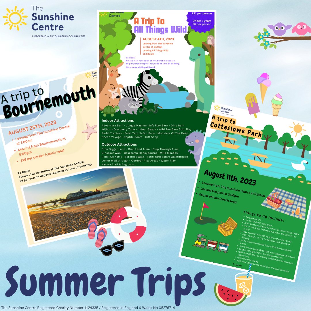 sunshinecentre_'s tweet photo. Our Summer Trips are now open for booking! 
Please see our Facebook page for more information or visit our reception for a booking form.
#banbury #local #communitycentre #summer #dayout #thesunshinecentre https://t.co/O9kshIIk4h