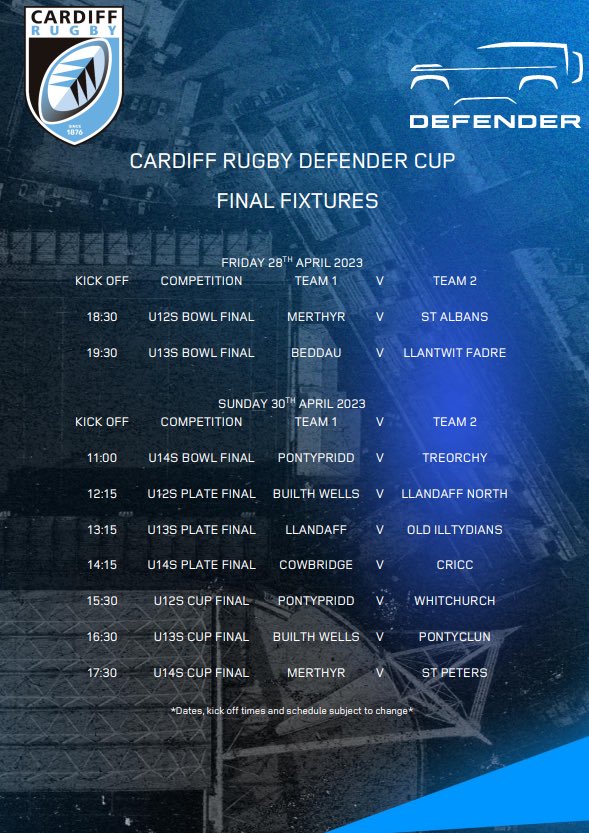 Come and support the Mighty 13’s this Sunday 30th KO 16:30 at Cardiff Arms Park vs <a href="/BUILTHR/">BUILTH WELLS RFC</a>. The boys are looking to defend their title and go back to back in the <a href="/CardiffRugbyCup/">Cardiff Rugby Cup</a>. Go well Badgers ⚫️⚪️