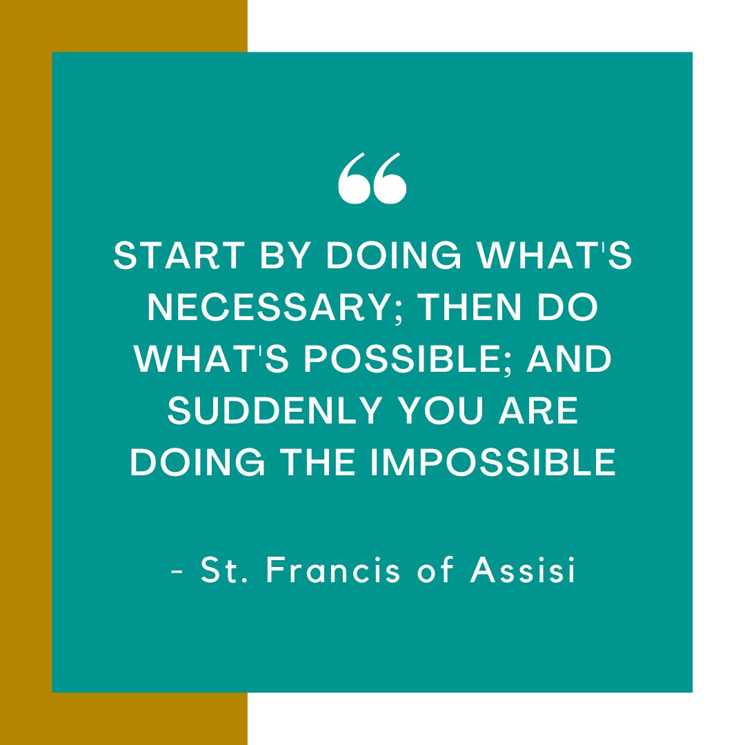 'Start by doing what's necessary; then do what's possible; and suddenly you are doing the impossible'- St. Francis of Assisi

#DMU #DivineMercyUniversity #CatholicQuote #SaintQuotes #SaintFrancis #PrayForUs