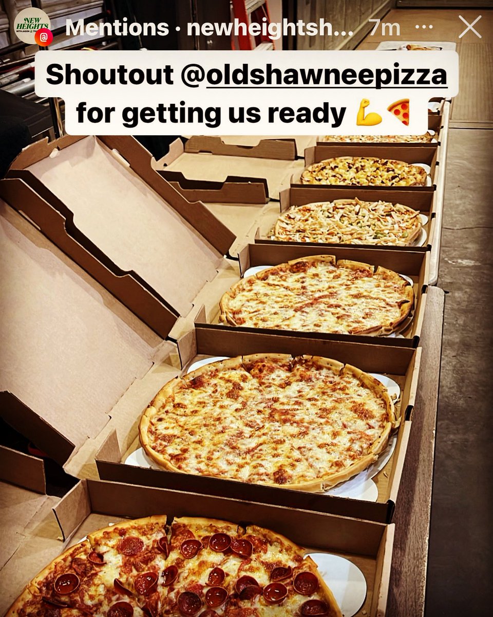 Food delivered to the <a href="/tkelce/">Travis Kelce</a>  family &amp; crew of the <a href="/newheightshow/">New Heights</a> yesterday at the Kansas City Music Hall