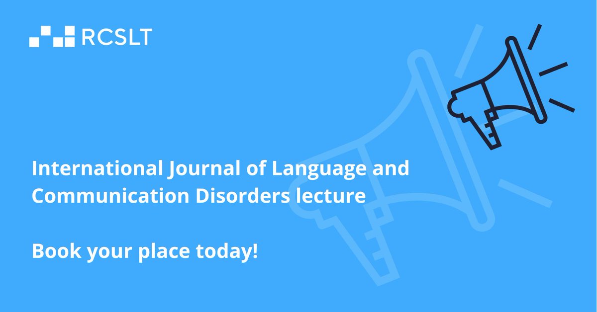 Are you interested in cognitive and communications disorders or traumatic brain injury?

Book your place on the annual lecture of the International Journal of Language &amp; Communication Disorders (IJLCD) on 8 June

rcslt.org/events/ijlcd-a… 

#SLT #SLT2B #SLT2Be #TBI #SLPeeps <a href="/ijlcd/">IJLCD</a>
