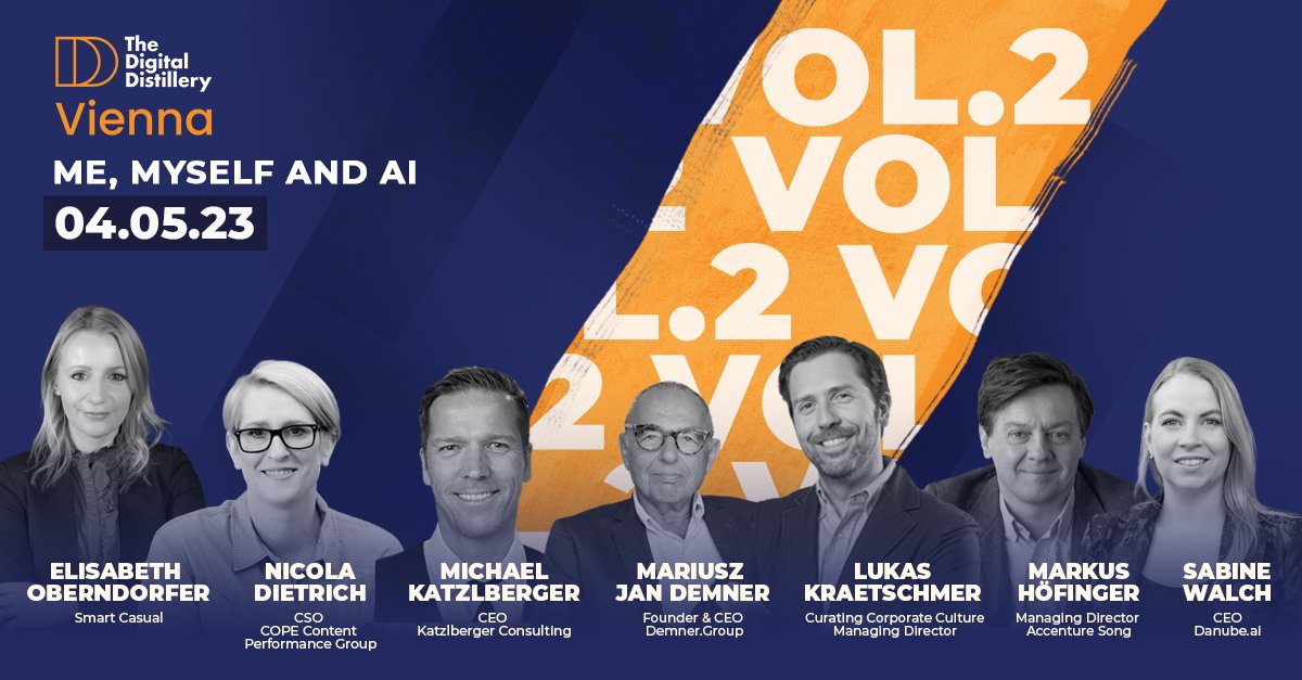 DD_conference's tweet photo. AI's the new kid on the block - and it’s making itself known. 📷
We rounded up the experts to join our deep-dive discussion for our "Me, myself, and AI" panel. Welcome our speakers here:
#TheDigitalDistillery #TDD2022 #HearMeSpeak #TDDVienna #AI https://t.co/mpVUimRRTh