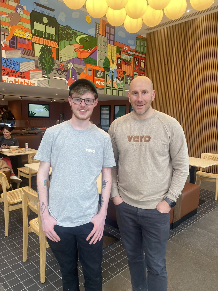 steppingni's tweet photo. Vero Belfast Academy participant Ryan in work today along with the Vero owner Andrew 👏 Ryan is thriving in his new job and Andrew is delighted to have Ryan onboard 😃 Result! #ThisIsSteppingStonesNi #VeroBelfast #stepintoemploymentacademy #prosper @verobelfast https://t.co/IYynGjuW7J