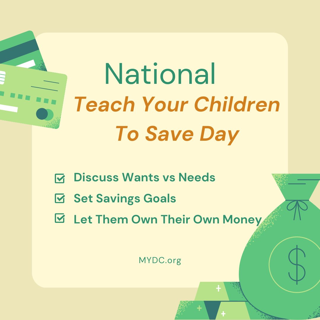 MYDCPgh's tweet photo. It's #NationalTeachYourChildrenToSaveDay 💰💲 Take some time today to talk to your children about the importance of saving money. 
.
.
.
#PGH #Pittsburgh #MYDC #AfterSchool #AfterSchoolPromgram #PittsburghSchool #SavingMoney https://t.co/vXEwz9P1sw