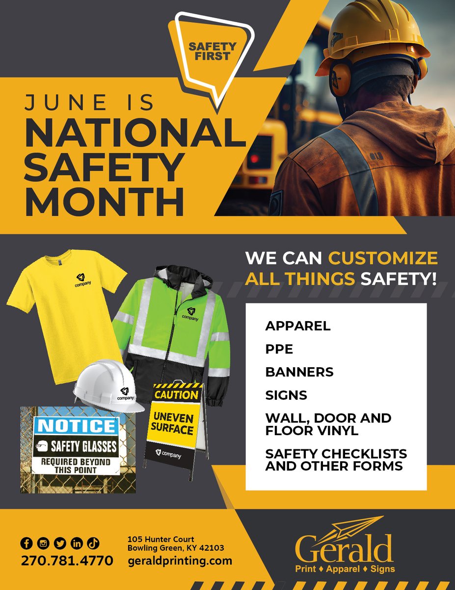 National Safety Month is coming in June, but NOW is the time to order custom PPE, safety apparel, tactical gear, and replace signage. Wanna reward your employees for keeping the work environment safe? We have a wide variety of customizable giveaway items.