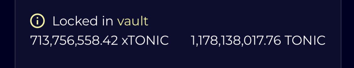 C_StalLeon's tweet photo. Finally, reached 1.18bn $tonic. Locked away in vault for 48 months. 🤝🏾 https://t.co/hdIFhoczM6