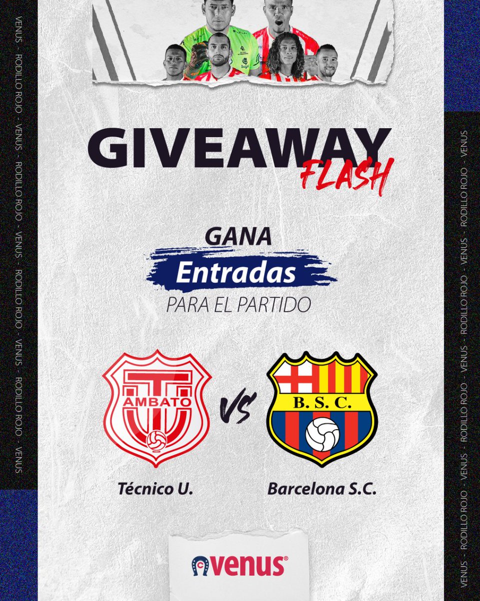 zapatosvenusec's tweet photo. ¡Gánate entradas! 𝗽𝗮𝗿𝗮 el partido @TecnicoUOficial  🆚 @BarcelonaSC 

1️⃣ 𝗦𝗶𝗴𝘂𝗲 𝗻𝘂𝗲𝘀𝘁𝗿𝗮 𝗰𝘂𝗲𝗻𝘁𝗮 @zapatosvenusec
2️⃣ Retweetea este post 🔁

*El sorteo se realizará el 𝘃𝗶𝗲𝗿𝗻𝗲𝘀 𝟮𝟴 𝗱𝗲 𝗮𝗯𝗿𝗶𝗹 𝗱𝗲 𝟮𝟬𝟮𝟯.

#rodillo #sorteo #fútbol #barcelona https://t.co/hbN8nJSETA