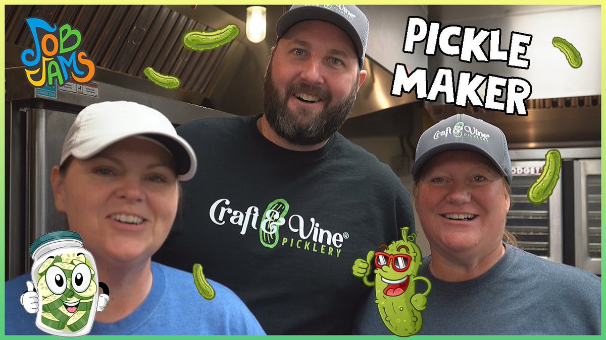 JobJams's tweet photo. New episode out now! Pickle Makers! We had a lot of fun putting this one together. We love #pickles and the science behind them. Also, keep an eye out for the "Crunch Break." It's our favorite part of the song and we hope you enjoy it! https://t.co/2xe1cmHwqj https://t.co/eRkJyUd7jc