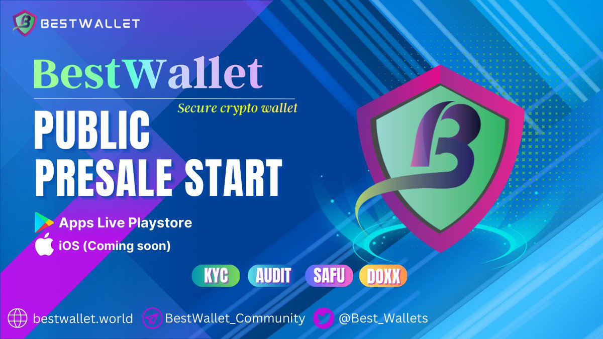 Best_Wallets's tweet image. 🎉BestWallet Public Presale Now Start! 
       Everyone can buy now.

☄️🚀Audit
☄️🚀KYC  
☄️🚀SAFU 
☄️🚀Doxx

😊Pinksale link : pinksale.finance/launchpad/0xBB…

Fill your bags guys🚀🚀🚀🚀🚀🚀🚀

✅BestWallet App live on Playstore.
🍏iOS Development ongoing...

🤖 App link :…