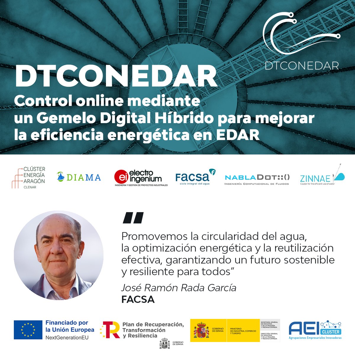 Facsa_es's tweet photo. 💡#Innovación I🇪🇺Con el proyecto #DTCONEDAR avanzamos hacia #EDARs ➕sostenibles aplicando un #gemelodigital que predice a tiempo real la calidad de las aguas y con ello importantes ahorros de consumo energético #NextGenerationEU #AEIs #Innovación #Cooperación #WaternologybyFacsa https://t.co/Fwxw8EOlWT