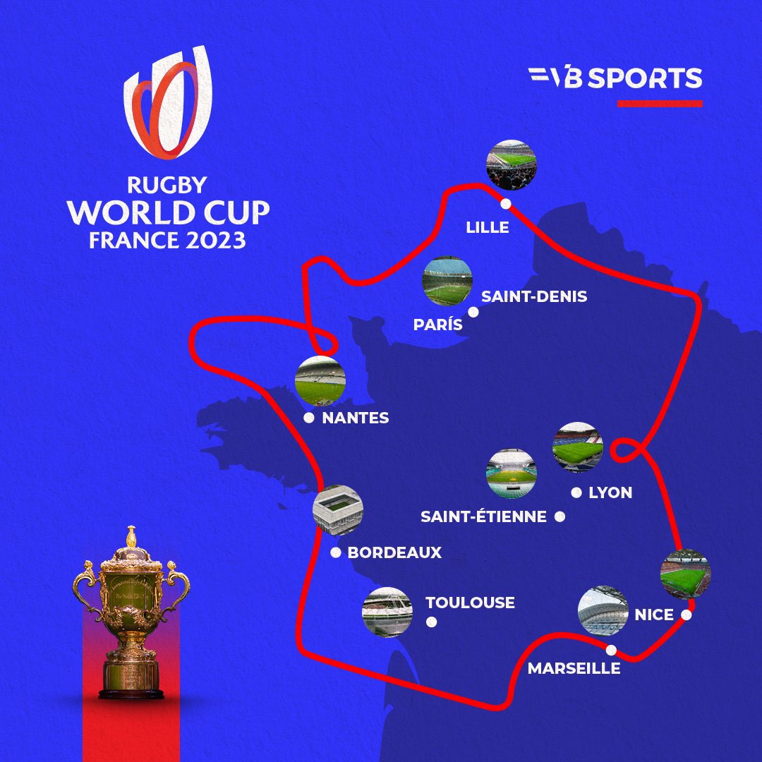 ¡Estos serán los 9 estadios del <a href="/France2023/">Rugby World Cup France 2023</a>! 🏉🇫🇷

¿A cuál te gustaría ir? 🏟️👀

Consulta por los packs de viaje en 👉 vbsports.es/rugby-world-cup

#VBGroup