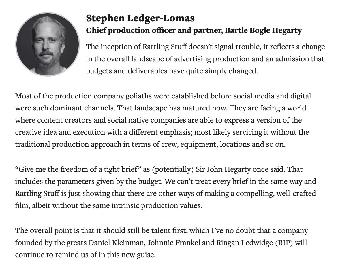 PRETTYBIRD UK (@prettybirduk) on Twitter photo Great article on <a href="/Campaignmag/">Campaign</a> discussing <a href="/RattlingStick/">RATTLING STICK</a> 's new low cost production arm including comments from our own Mia Powell!
campaignlive.co.uk/article/does-r… Great article on <a href="/Campaignmag/">Campaign</a> discussing <a href="/RattlingStick/">RATTLING STICK</a> 's new low cost production arm including comments from our own Mia Powell!
campaignlive.co.uk/article/does-r…