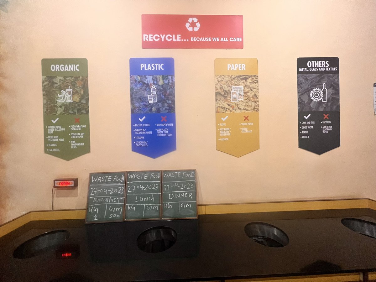 RoopaMishra77's tweet photo. A fascinating waste-wise initiative on the campus at AAETI, Neemli, Rajasthan. 
All the waste is segregated and measured on the spot including the kitchen and food waste after every meal. 
This is easily replicable in any campus/ establishment 👍👍 https://t.co/ImeFwrJ3O2