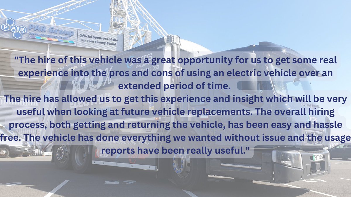 Great feedback from Duncan Coward, Head of Waste Management @prestoncouncil  about hiring one of our electric RCVs ⚡️

Interested in trying out the latest electric refuse vehicle technology?

Call us on 01453 511050
#electricvehicles #forhire #council #fleetmanagers