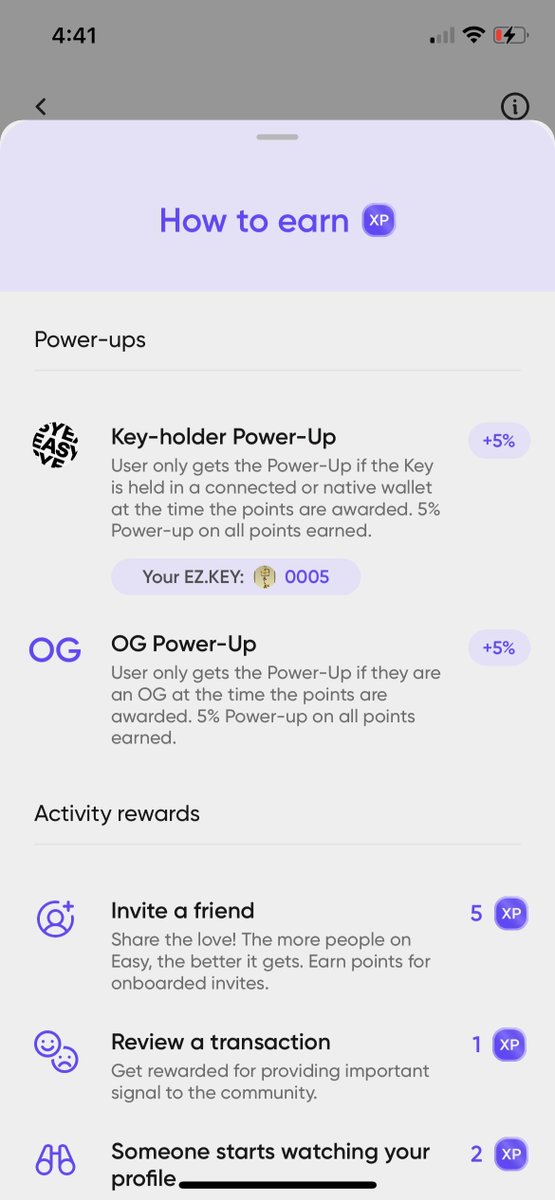 🚨 Introducing Easy XP

While you explore web3 with Easy, you earn experience points or XP. 

Easy XP will enable new features within the Easy app, allow you to participate in contests, and very soon will play an even larger role in the future of Easy! 

This 🧵explains Easy XP.