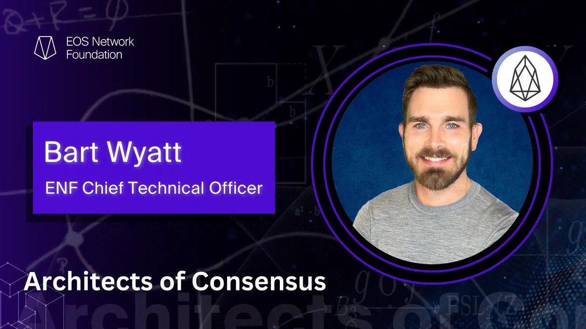 The latest installment in Architects of Consensus features #ENF CTO, <a href="/WanderingBort/">Bart Wyatt</a>, a computer programmer, entrepreneur, team builder, &amp; blockchain pioneer 💻

Learn about his journey in Web3 &amp; his vision make #EOS the home for interactive innovation 👇
eosnetwork.com/blog/architect…