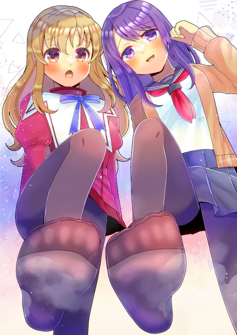 乃木坂春香と久保渚咲を描かせて頂きました!リクエスト有難うございます  I drew 乃木坂春香 of 乃木坂春香の秘密 and 久保渚咲 of 久保さんは僕を許さない! Thank you for your request .  #乃木坂春香の秘密 #久保さんは僕を許さない #タイツ