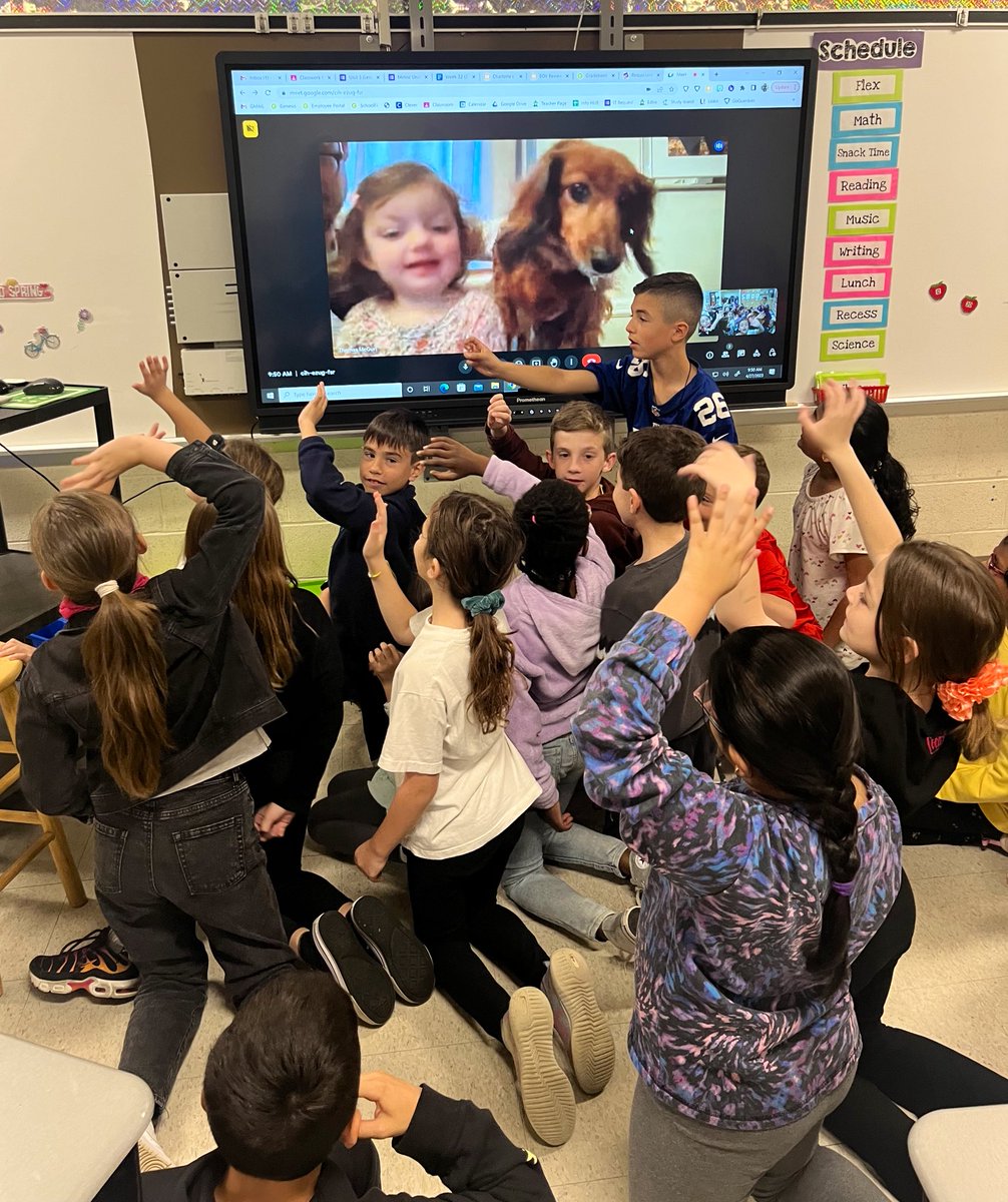 MrsMcGurl's tweet photo. When you can’t take your child to work, you improvise! So much fun introducing my students to Charlotte… and of course Andie! 💗🐶 @FJDugan @MTPSNJ https://t.co/dmsEbFvvcE