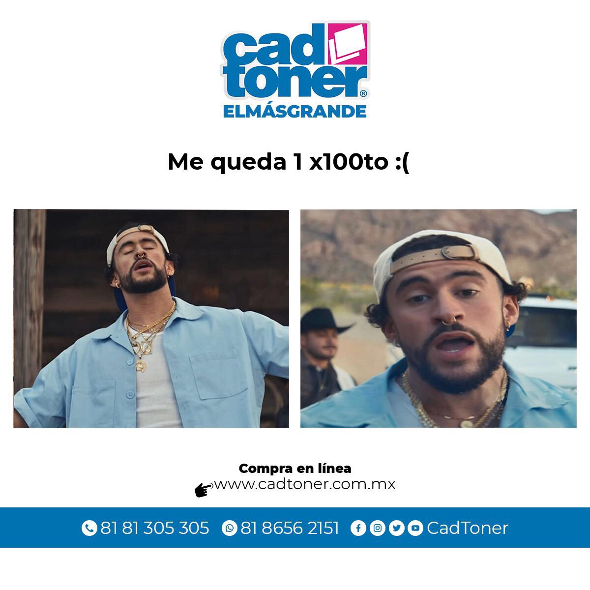 CadToner's tweet photo. Me queda un 1 x100to, y lo usare para pedir mis cartuchos🤩

#BadBunny #CadToner #ElMásGrande #Toner #Tinta #1x100to https://t.co/bXTHKhDWL1