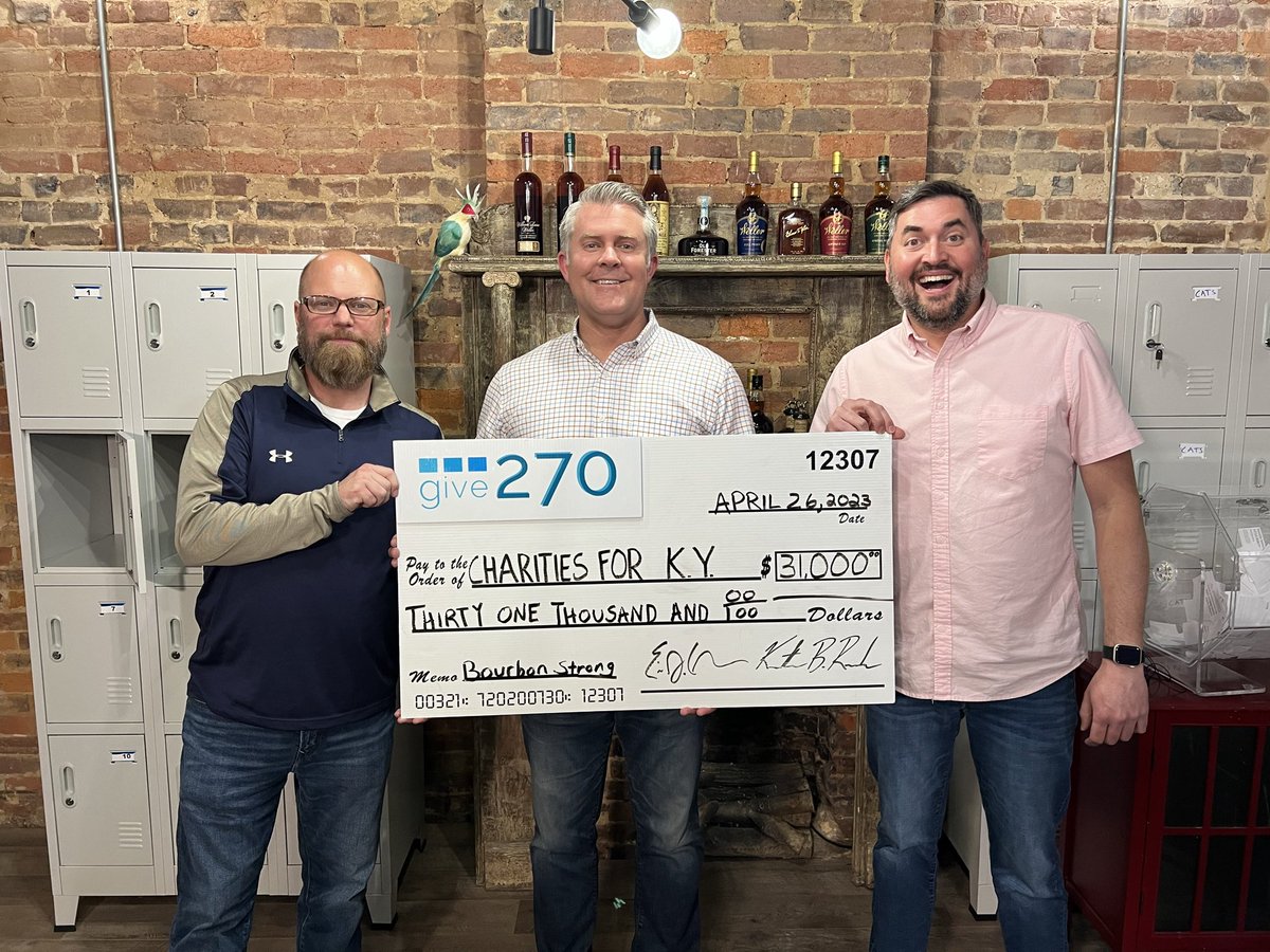 CharitiesForKY's tweet photo. A BIG thank you to our partners at GIVE270 for helping us to raise over $31K for our Charitable NIL! We are thankful for all our supporters in our Bourbon Raffle & look forward to continuing to support our partner charities and the UK athletes with NIL opportunities.#GoCats #CFKY https://t.co/ZMA1jWlfY6