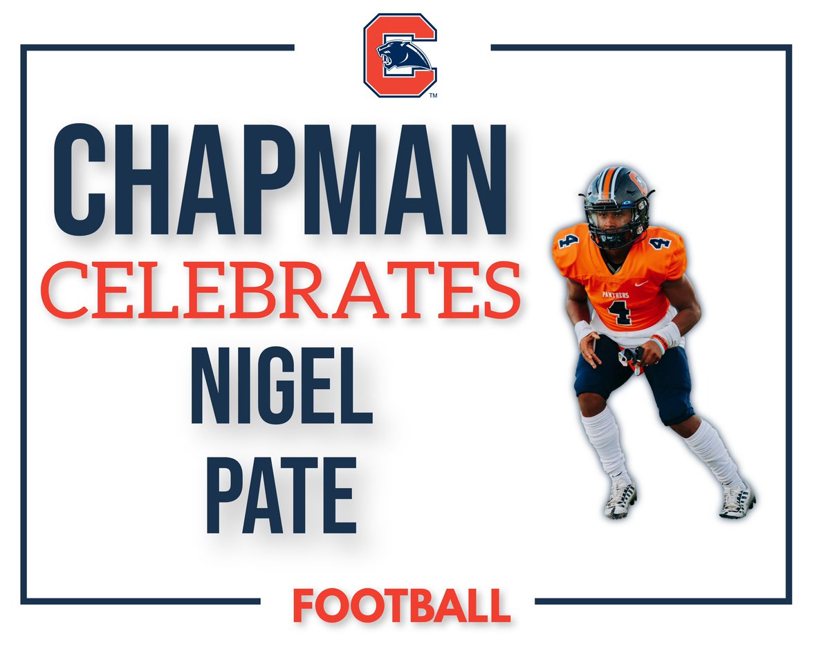 Chapman Athletics (@chs_athldept) on Twitter photo Congrats to Nigel Pate on signing to play football at Lenoir Ryne. (<a href="/LRBearsFootball/">Lenoir-Rhyne Football</a>) Congrats to Nigel Pate on signing to play football at Lenoir Ryne. (<a href="/LRBearsFootball/">Lenoir-Rhyne Football</a>)