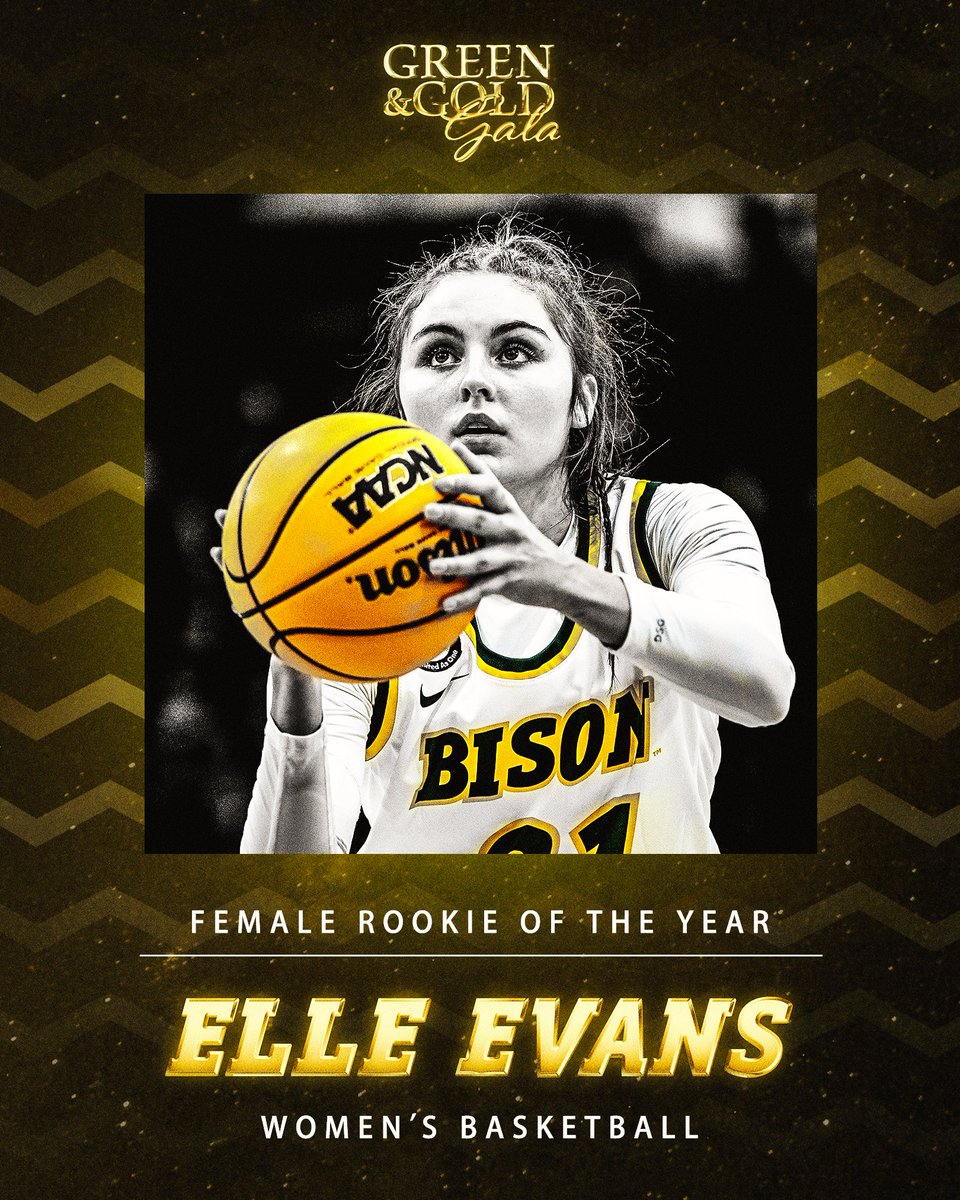 𝙵𝚎𝚖𝚊𝚕𝚎 𝚁𝚘𝚘𝚔𝚒𝚎 𝚘𝚏 𝚝𝚑𝚎 𝚈𝚎𝚊𝚛
🦬 Elle Evans
🏀 <a href="/NDSUwbb/">NDSU Women's Basketball</a>