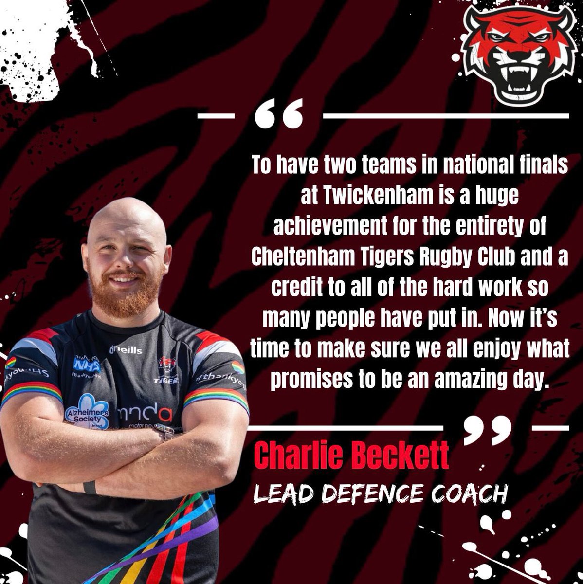 CheltTigersWRFC's tweet photo. T-3days🐯 

Tonight the girls take to the training pitch for 1 last big session ahead of Sundays double header.
We caught up with @AmpthillRufc Captain, our Lead Defence Coach, @Charlie_Beckett to get his thoughts on the occasion.

#TigerFamily #MakingMemories #TigersToTwickenham https://t.co/0AXFgYAdRn