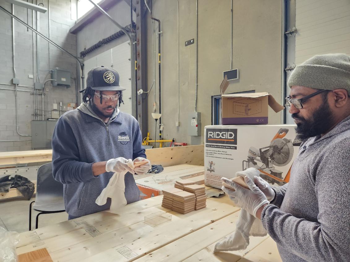 ConstructGTA's tweet photo. ▶️ Swipe through the pictures to see our participants prepare, sand, stain, brand and package the coasters!

🔗 To learn more about The Home Depot Canada Foundation, visit https://t.co/1cCv0gmQBF https://t.co/CyeHRgszPe