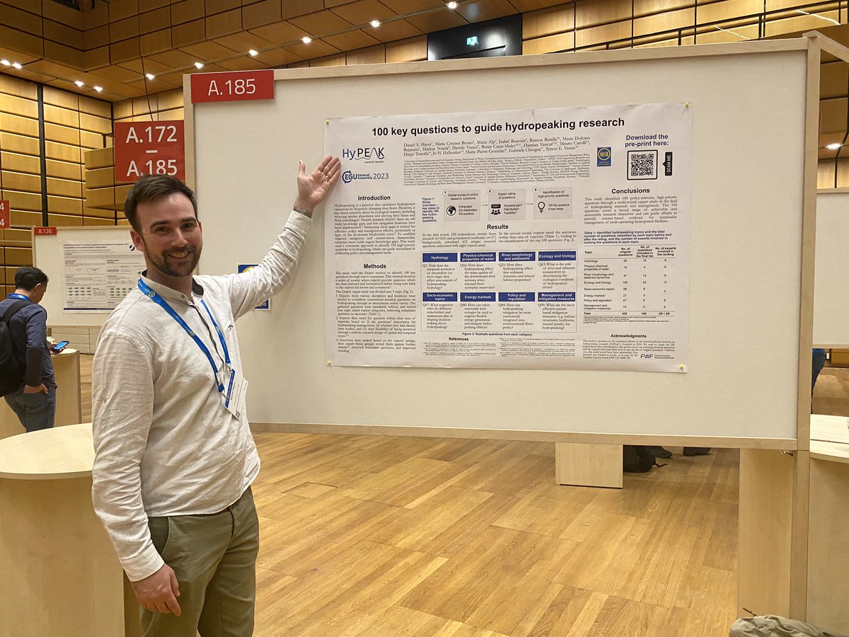 HyPeakNetwork (@hy_peak) on Twitter photo First conference for the <a href="/hy_peak/">HyPeakNetwork</a> network! The 100 questions poster from <a href="/DanielSHayes/">Daniel S. Hayes</a> is ON at hall A at <a href="/EuroGeosciences/">European Geosciences Union</a>.
If you are around, don’t miss the opportunity to #learn more about the important questions on #hydropeaking research First conference for the <a href="/hy_peak/">HyPeakNetwork</a> network! The 100 questions poster from <a href="/DanielSHayes/">Daniel S. Hayes</a> is ON at hall A at <a href="/EuroGeosciences/">European Geosciences Union</a>.
If you are around, don’t miss the opportunity to #learn more about the important questions on #hydropeaking research