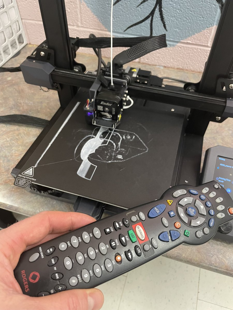 mr_jhebb's tweet photo. Problem: pressing the wrong button on remote, especially when fine motor skills are limited or deteriorating with age. 
Solution: a remote shield! 
First iteration on the @brilliant_labs 3D printer. 
@AnglophoneEast @jordan_smithEST https://t.co/Sdi9XU3567