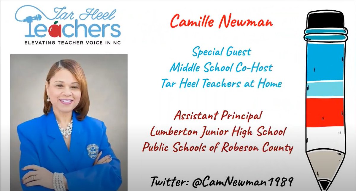 Camille Newman, MSA Intern, had the opportunity to engage as a guest interviewer on the Tar Heel Teachers at Home with Dr. Marlow Artis.

To view the episode: youtu.be/zorPkRGiTGQ