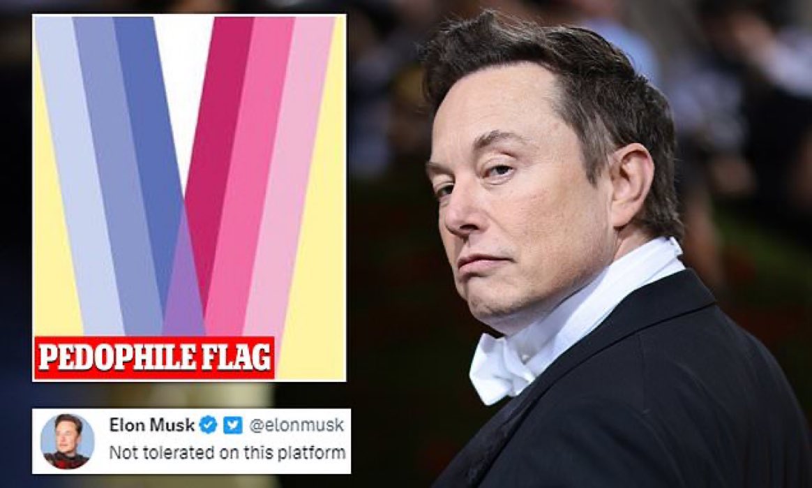 MarkitoShango's tweet photo. ÚLTIMA HORA: Elon Musk ha suspendido al usuario de Twitter que creó la bandera de pedofilia. https://t.co/IMibw8orh8