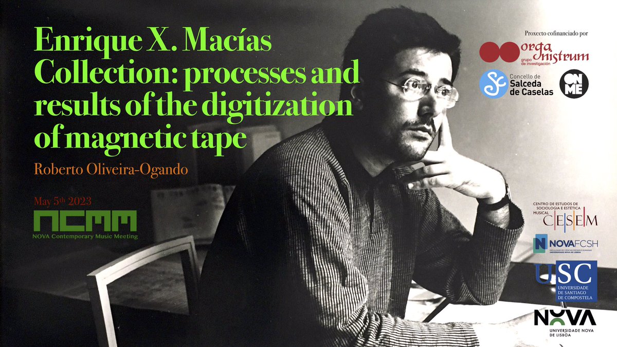 ¡Próxima semana presento os resultados de todo o traballo de recuperación e dixitalización fonográfica que realicei na Universidade Nova de Lisboa.
👇👇👇
fabricadesites.fcsh.unl.pt/ncmm/ncmm23-pr…

#robertoliveira <a href="/gruporganistrum/">Grupo Organistrum</a> <a href="/OnmeProductions/">ONME</a> <a href="/UniversidadeUSC/">USC</a> <a href="/facultadeXH/">Facultade de Xeografía e Historia</a> <a href="/NOVAunl/">NOVA</a> <a href="/nova_fcsh/">NOVA FCSH</a>