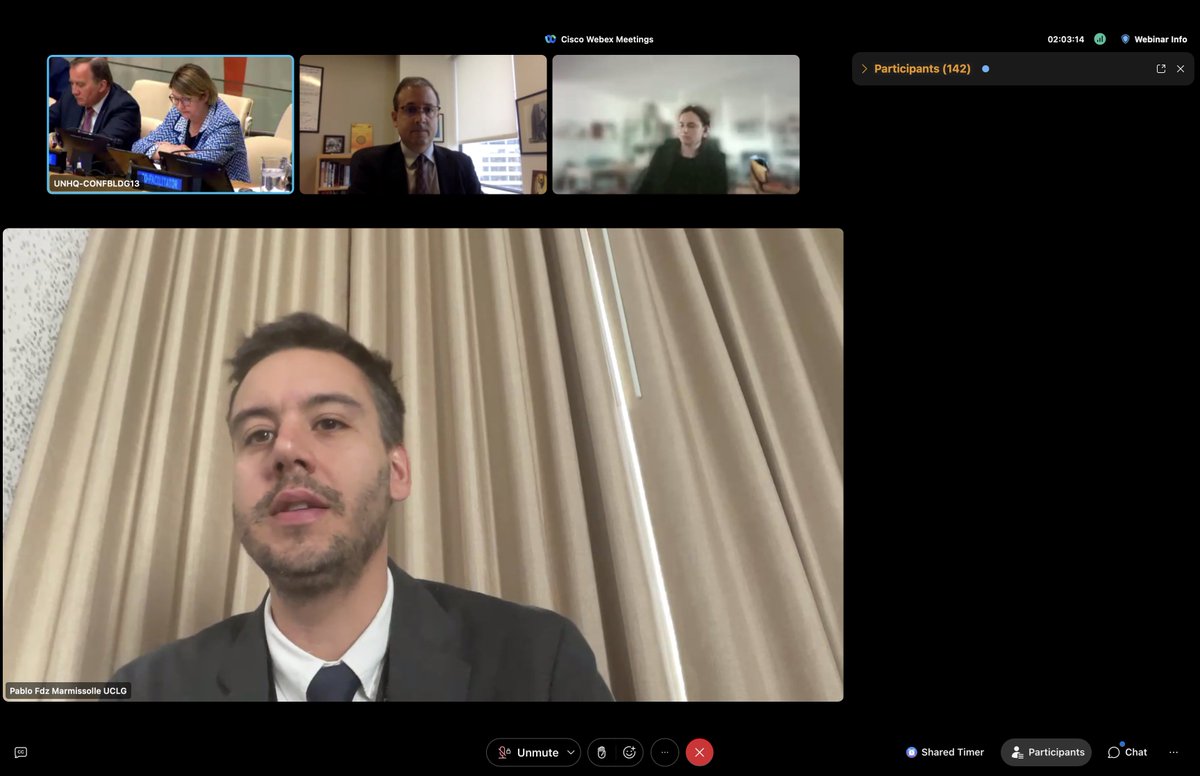 UNUCPR's tweet photo. Pablo Marmissolle of @uclg_org welcomes #HLAB #BreakthroughReport's call for multilateral system that is closer to the people - and sees a critical role for cities & regions as key allies of other spheres of government. https://t.co/YONNr1i9LO