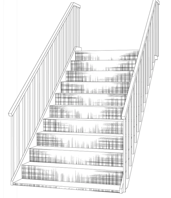 グレーで塗る線画素材、やっぱり線画素材をパースに合わせて変形するときサイズが大きいとかなり重たいですね💦 階段の質感線が素材です。