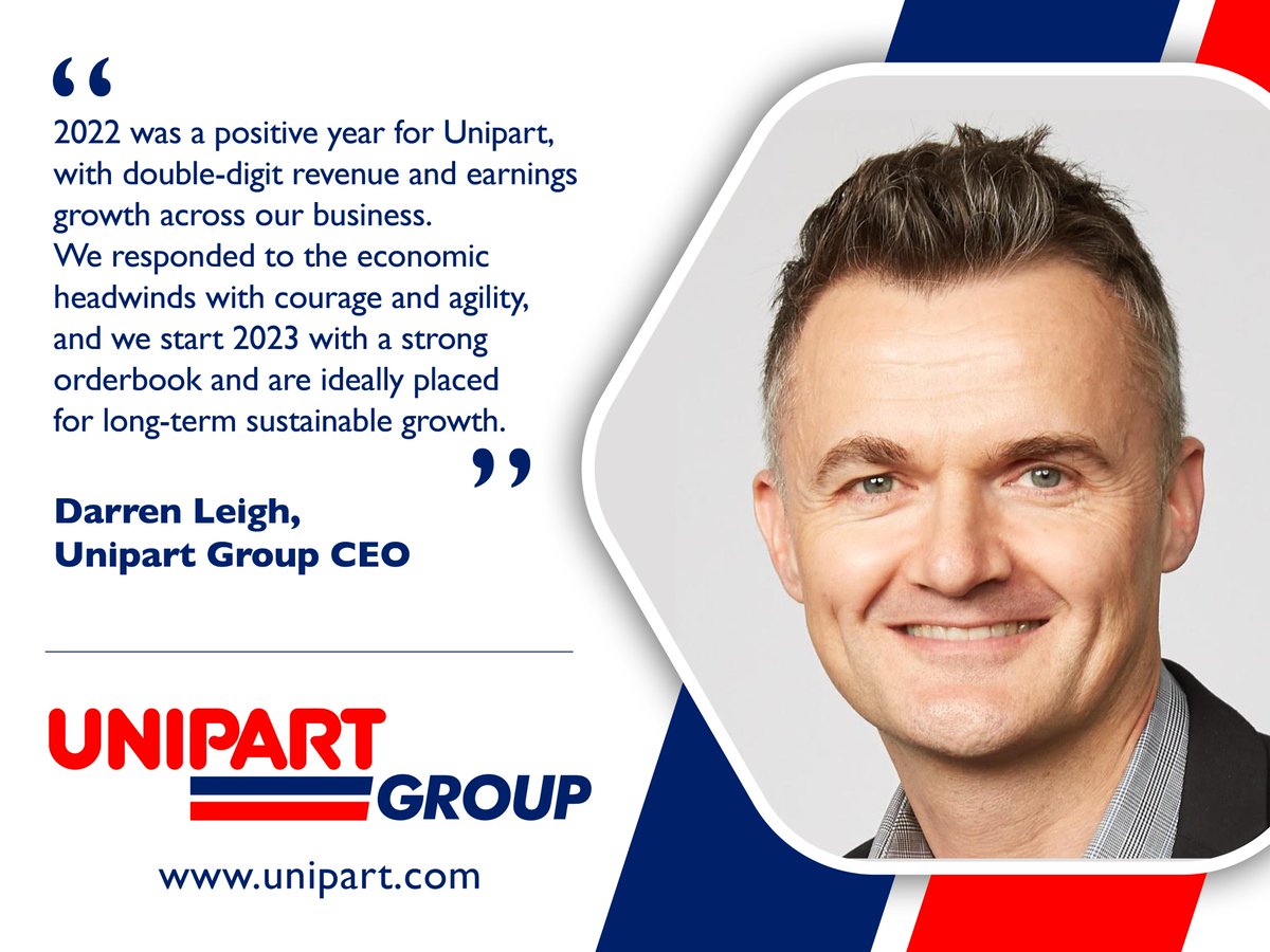 This morning we announced our financial results for 2022, reporting an increase in group revenue  by 11.6% and profit increase by 27.1%. We continue to be a proud British company and will continue to invest in the UK as we continue our growth in 2023 unipart.com/unipart-announ…